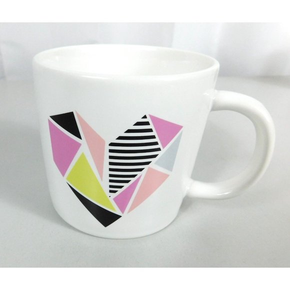 Caribou Coffee Geometric Heart White Coffee Mug All HEART 2016 Ceramic 12 oz - Picture 8 of 10